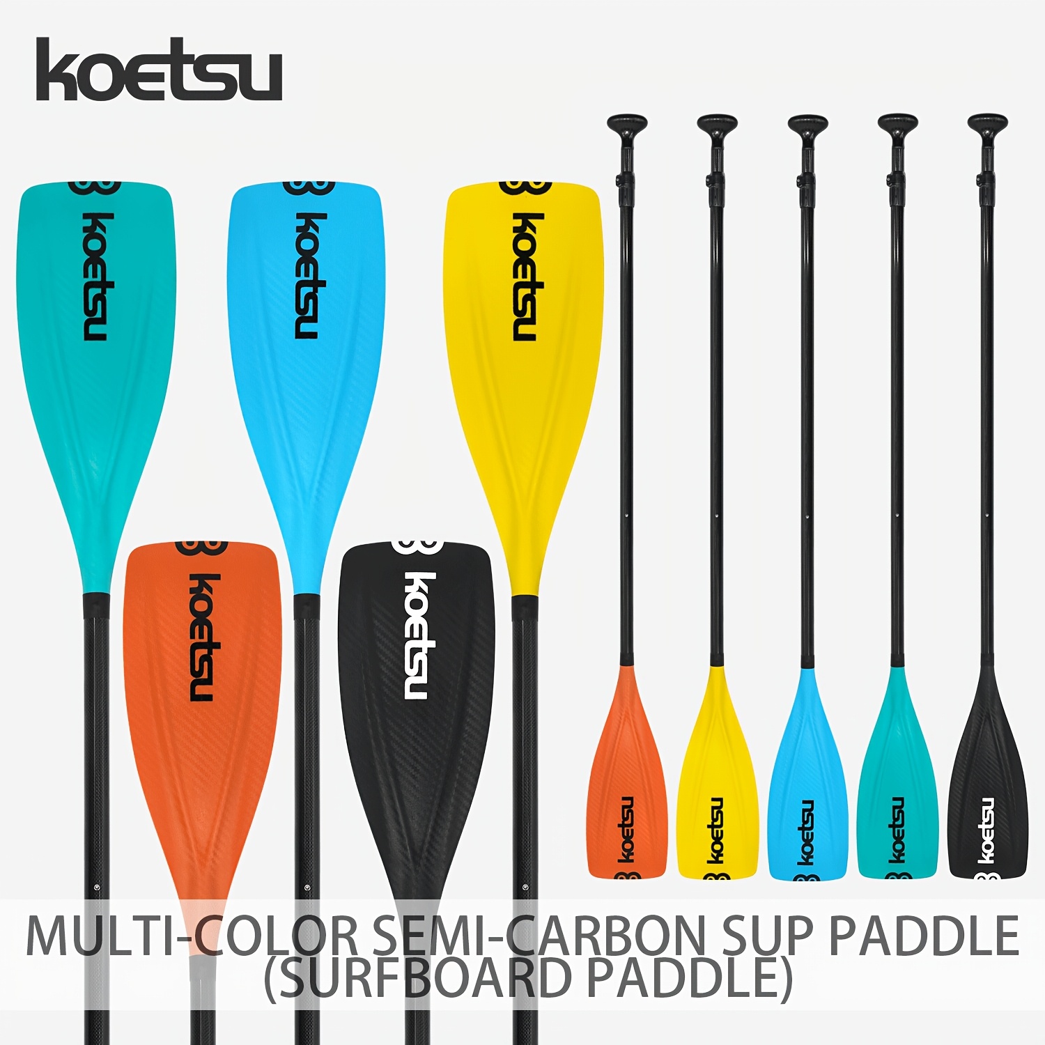 Stand Up Paddle Leash - KOETSU Carbonfaser-Textur Fiberglas-Paddel Fiberglas-Schaft PP-Blatt Fünf